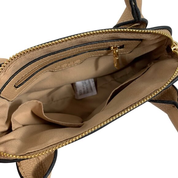 NWT $89 BEBE Fabiolo Micro Dome Vegan Leather Crossbody Handbag Taupe/Black Logo - Picture 8 of 8